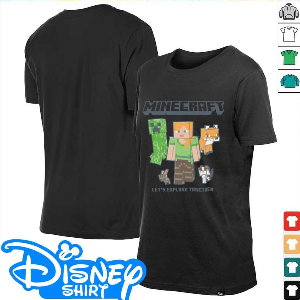 Minecraft Alex And Creeper Let's Explore Together Shirt front view