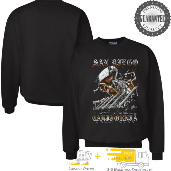 San Diego California skeleton flamingo lightning shirt