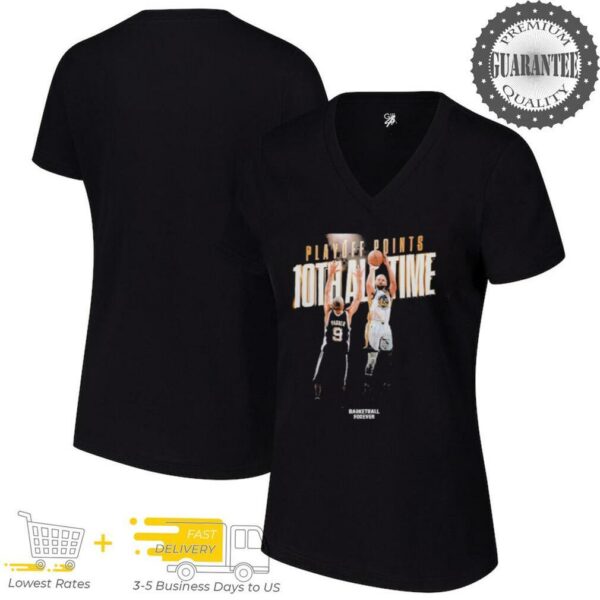 Stephen Curry Surpasses Tony Parker for 10th All Time In Playoff Points NBA Season 2025 T Shirts