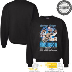 Official Jackie Robinson 1947 2025 Brooklyn Dodgers Los Angeles Dodgers Thank You For The Memories Signatures T shirts